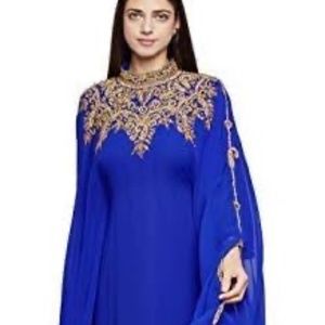 Women Kaftan Farasha Long Maxi Dress Long Sleeves Ethnic, Bridal, Evening, Party